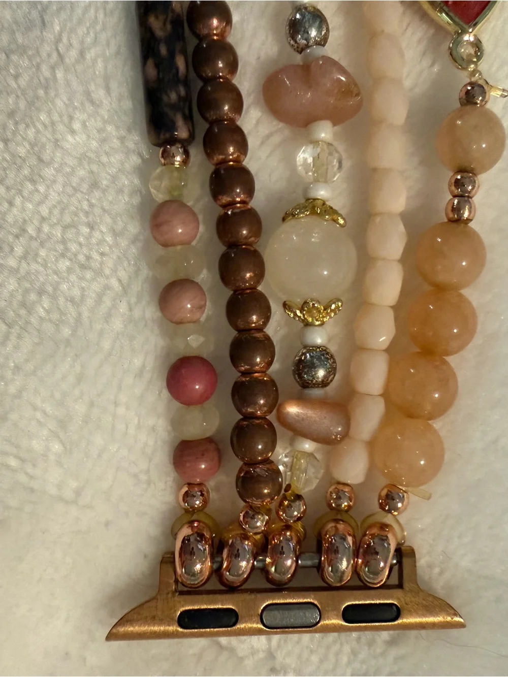 Cape Diablo Rose Gold with Pink, Cream & Gold Beaded Bracelet Band